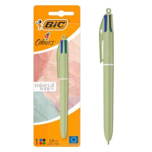 BIC 4 Colores Mineral Bolígrafo Punta Media (1,0 mm) - 3 Colores de Cuerpo Aleatorios, Pack de 1