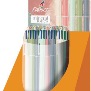 BIC 4 Colores Mineral Tones Bolígrafos Punta Media (1,0 mm) - Colores Surtidos, Expositor de 30