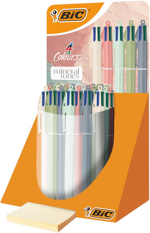 BIC 4 Colores Mineral Tones Bolígrafos Punta Media (1,0 mm) - Colores Surtidos, Expositor de 30