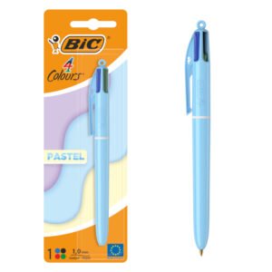 BIC 4 Colores Pastel Bolígrafo de Punta Media (1,00 mm) - Varios Colores Seleccionados Aleatoriamente, Pack de 1
