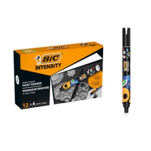 BIC Intensity Paint Marcadores con Punta Media para Múltiples Superficies, No Tóxicos - Blancos, Caja de 12