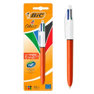 BIC 4 Colores Original Fine Bolígrafos Retráctiles Punta Fina (0,8 mm) - Blíster de 1 Unidad