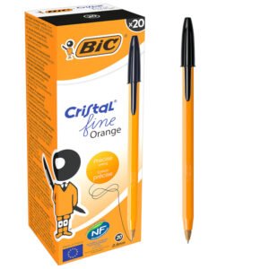 BIC Orange Original Fine Bolígrafos Punta Fina (0,8 mm) - Negro, Caja de 20 Unidades