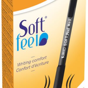 BIC Soft Feel Bolígrafos Retráctiles de Punta Media (1,0 mm) - Negro, Caja de 12