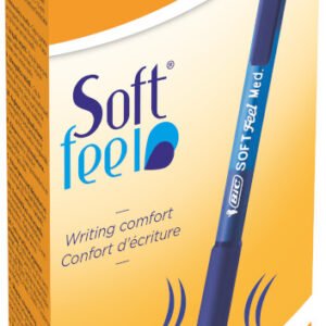 BIC Soft Feel Bolígrafos Retráctiles Grip Punta Media (1,0 mm) - Azul, Caja de 12 Unidades