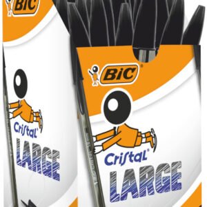BIC Cristal Large Boligrafos de Punta Media, Para la Escuela, la Oficina o el Hogar, Azul, Paquete de 50,(1,6 Mm)