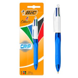 BIC 4 Colores Grip Bolígrafo Retráctil Punta Media (1,0 mm) – Blíster de 1 Unidad