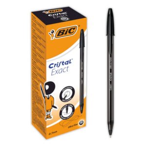 BIC Cristal Exact Bolígrafos Punta Fina (0,7 mm) - Negro, Caja de 20 Uds.