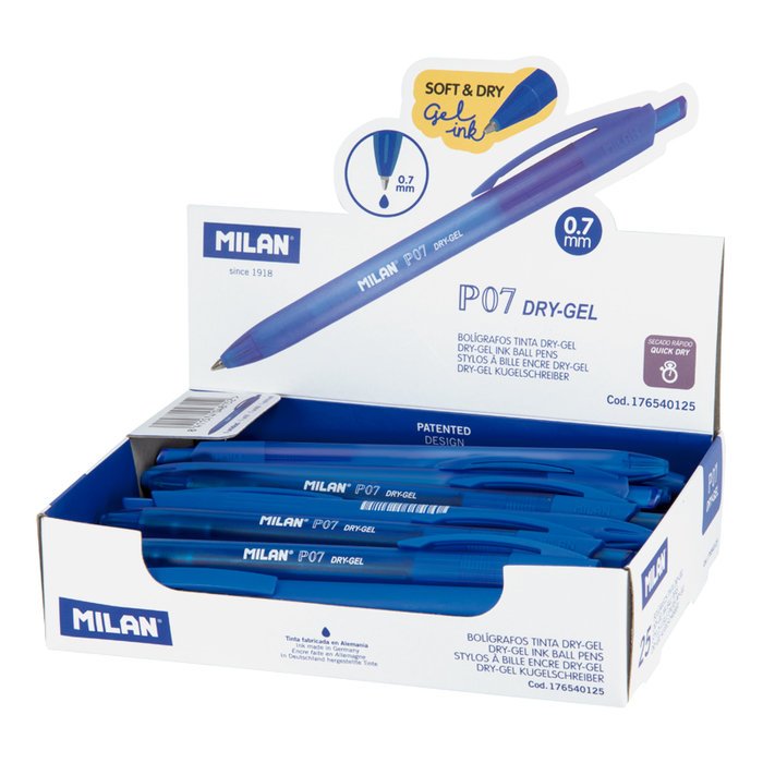 EXP. 25 UDS BOLIGRAFO MILAN DRY GEL AZUL 0,7