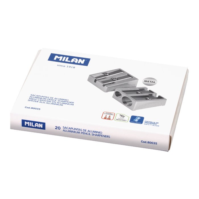 CAJA 20 SACAPUNTAS DE ALUMINIO DOBLES
